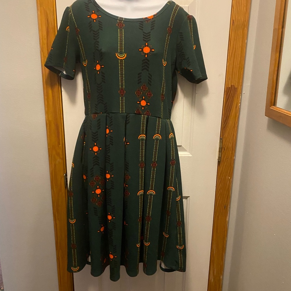 Dark Green Floral Print Fit & Flare Mini Dress